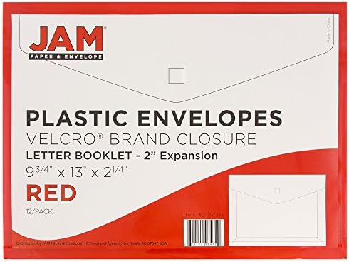 JAM hârtie plastic Plicuri de expansiune cu cârlig & amp; Buclă de închidere - scrisoare broșură-9 3/4 x 13 cu 2 inch expansiune-roșu-12 / pachet