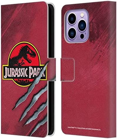 Cap de caz modele licențiat oficial Jurassic Park Red Claw Logo piele Carte portofel caz acoperi compatibil cu Apple iPhone