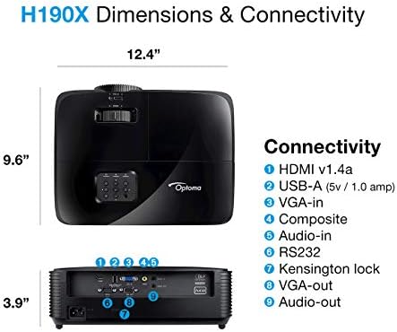 Optoma H190X Affordable Home & amp; proiector de film în aer liber / Suport HD Ready 720p + 1080p / lumeni strălucitori 3900