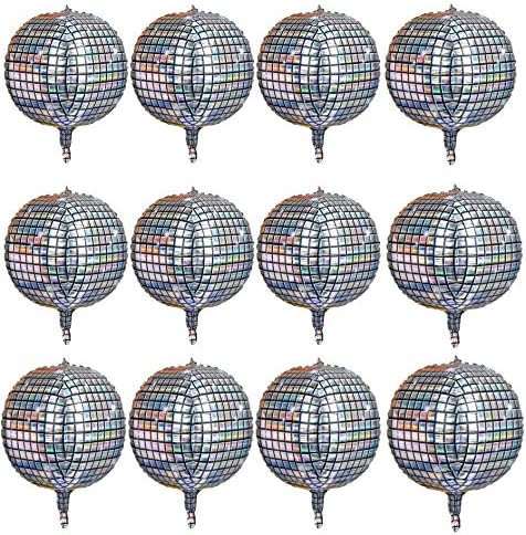 12 pachet 22 Inch Disco Ball Balloon Silver laser 4D sferă gonflabilă mare balon din folie de aluminiu balon oglindă argintie