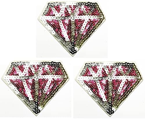 Kleenplus 3 buc. Desene animate moda Patch Sequin roz diamant autocolant ambarcațiuni patch-uri DIY aplicatiile brodate coase fier pe Patch-uri emblema îmbrăcăminte costum accesoriu cusut
