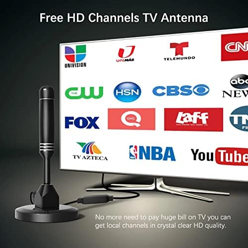 Antenă TV cu bază magnetică pentru televiziune inteligentă - 300 de mile 36DB Antenă interioară digitală cu câștig ridicat