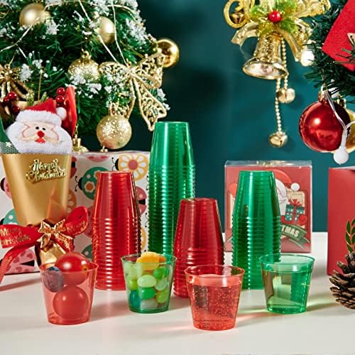 500 pachet pahare de plastic Shot-1 Oz cupe de unică folosință-1 uncie degustare cupe-cupe de partid în culori asortate, cupe de Crăciun Ideal pentru degustare de vinuri, probe de alimente, Perfect pentru petreceri de Crăciun Halloween