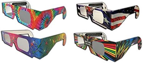 Focuri de artificii ochelari 3D-12 perechi, Patriotics, Groovy, Starburst, Deco-4 stiluri pentru 4 iulie