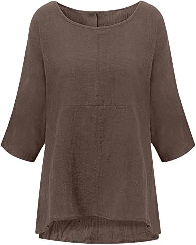 3/4 tricouri cu mânecă pentru femei Fall Fall Summer Crewneck relaxat Fit Tops Plain Tricou Doamne 2023 Îmbrăcăminte RQ