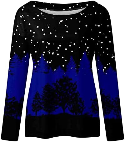 NOKMOPO Mâneci lungi tricouri pentru Femei Femei Casual Moda imprimare maneca lunga O-Neck pulover confortabil Top