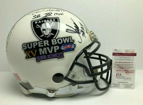 Fred Biletnikoff Jim Plunkett Marcus Allen a semnat casca FS * Super Bowl MVPs JSA-căști NFL autografate