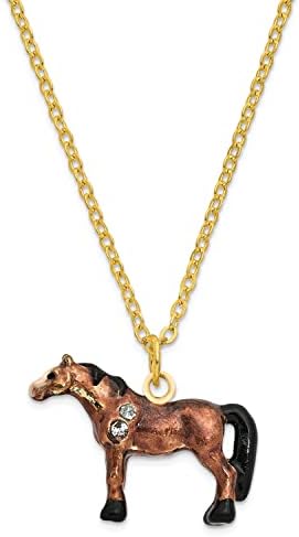 Saris și lucruri Bejeweled Brown Horse Cutie cu pandantiv cu farmec