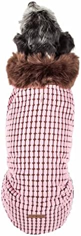 Pet Life ® Luxe „Beautifur” Elegant Box Modelned Mink Mink Blină Palton pentru câini - Jacheta pentru câini pentru animale de companie cu incinte de burtă cu cârlig și buclă ușoară - haina de câine de iarnă pentru haine mici și mari pentru câini