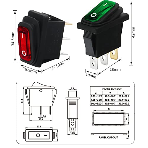 2buc impermeabil Rocker comutare switch-uri ON/Off SPST 2 Pin 2 Poziția roșu KCD3 ON / Off