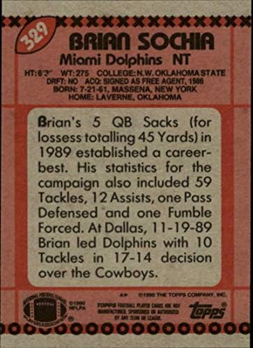 1990 Topps #329 Brian Sochia Dolphins NFL Card de fotbal NM-MT