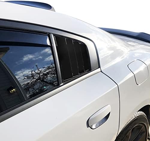 Ikon Motorsports, fereastră Louver compatibilă cu 2011-2023 Dodge Charger, stil v1 Gloss Gloss Black Window Guards Windshield Louvers Sun Rain Shade Cover, 2012 2013 2014 2015 2017 2018 2019 2020