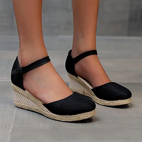 Jmmslmax Espadrille Wedge sandale pentru femei închis Toe vara Boho sandale pentru Femei T-curea platforma Rochie plaja sandale
