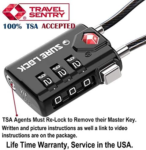 SURE LOCK TSA încuietori compatibile pentru bagaje de călătorie, Indicator de inspecție, cadrane ușor de citit-pachet 2